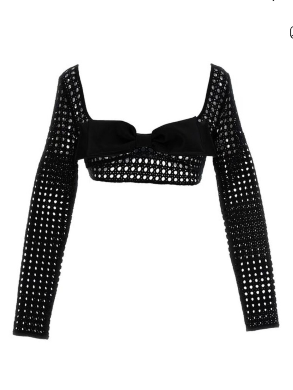 Giambattista Valli Black Bow Crochet Cropped Top IT 42 / US 6 Made in Italy